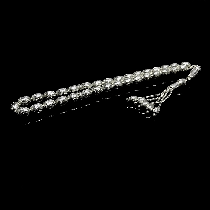  Büyük Boy Badem Model 925 Ayar Gümüş Tesbih