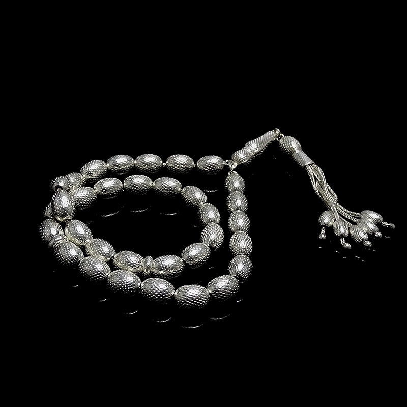  Büyük Boy Badem Model 925 Ayar Gümüş Tesbih