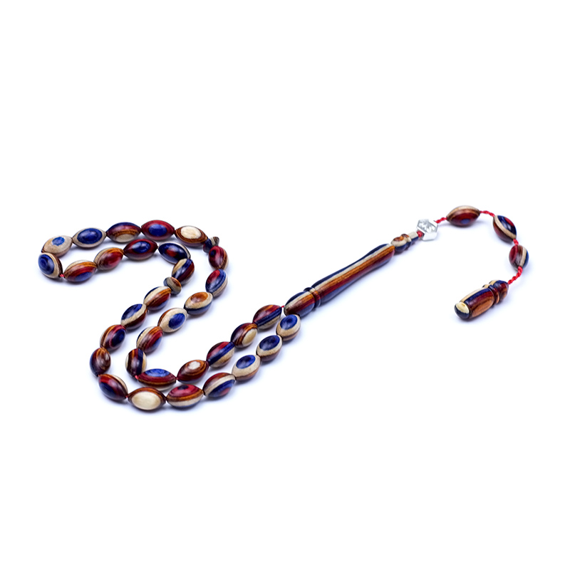  Çok Renkli Arpa Kesim Küçük Boy Kafur Ağacı Tesbih 6x10mm