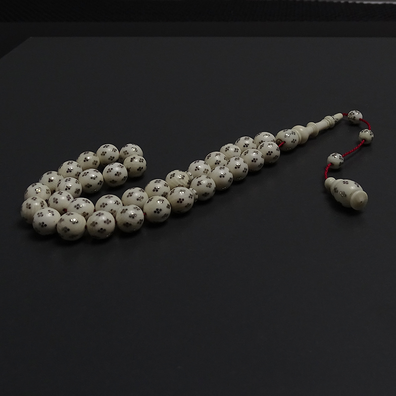  Özel Tasarım Koleksiyonluk Altın İşlemeli Doğal Materyalden Fosil Tesbih 