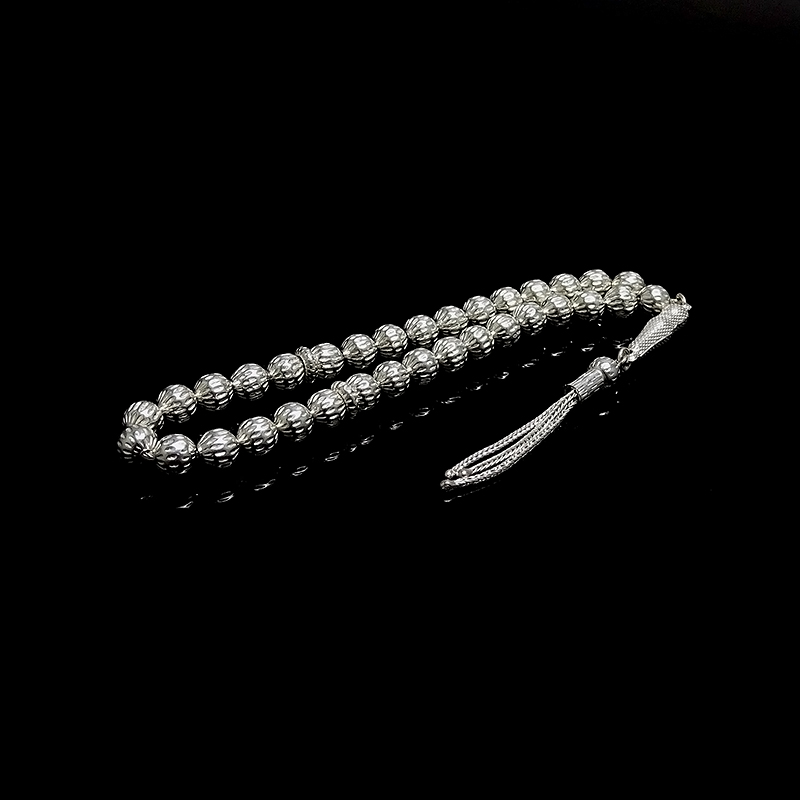 Bürokrat Boy Yuvarlak Kesim 925 Ayar Gümüş Tesbih 