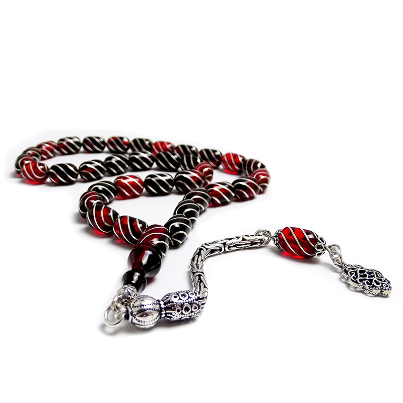 Çeşmi-Bülbül İşlemeli Sıkma Kehribarı Tesbih 