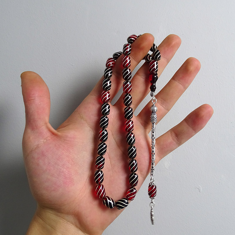 Çeşmi-Bülbül İşlemeli Sıkma Kehribarı Tesbih 