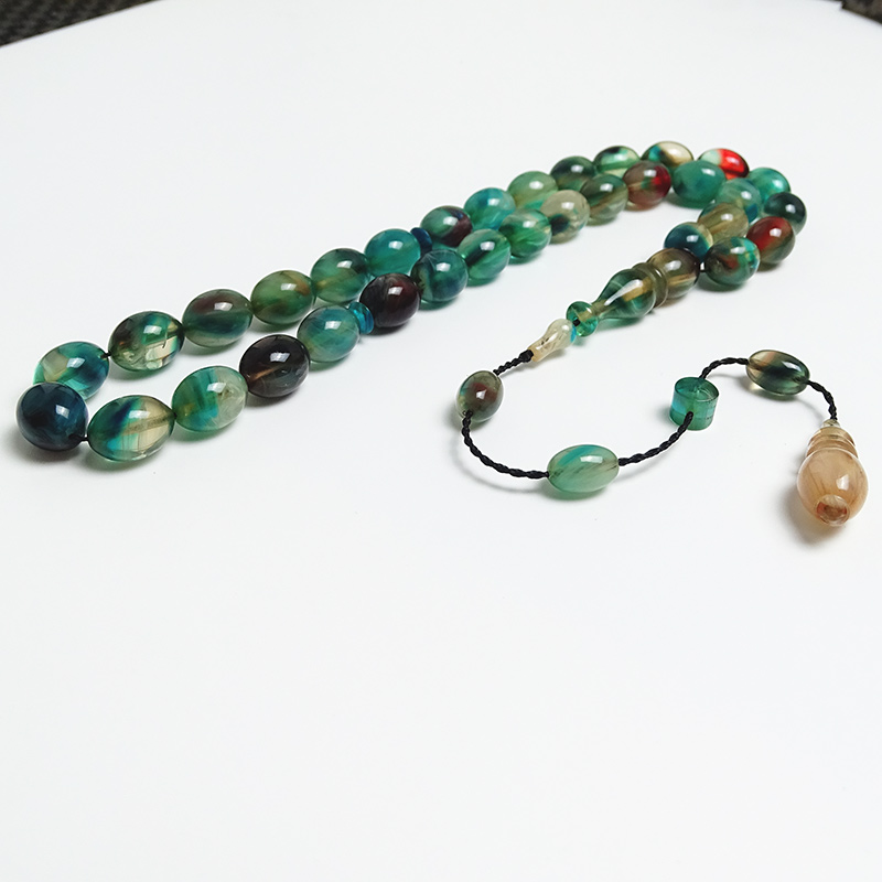 Çok Renkli Ateş Kehribarı Tesbih