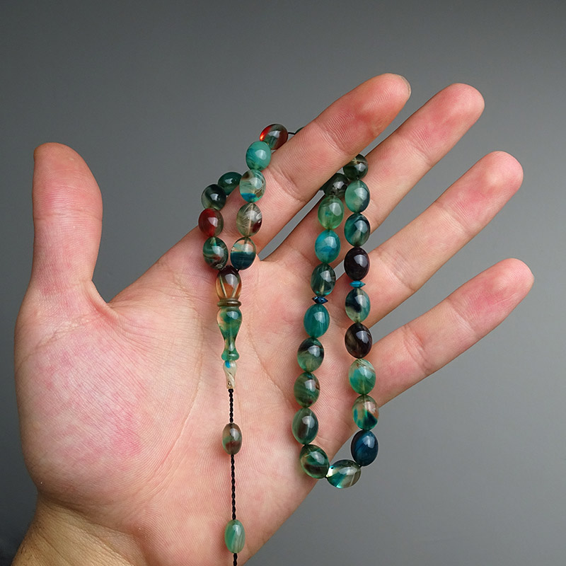 Çok Renkli Ateş Kehribarı Tesbih