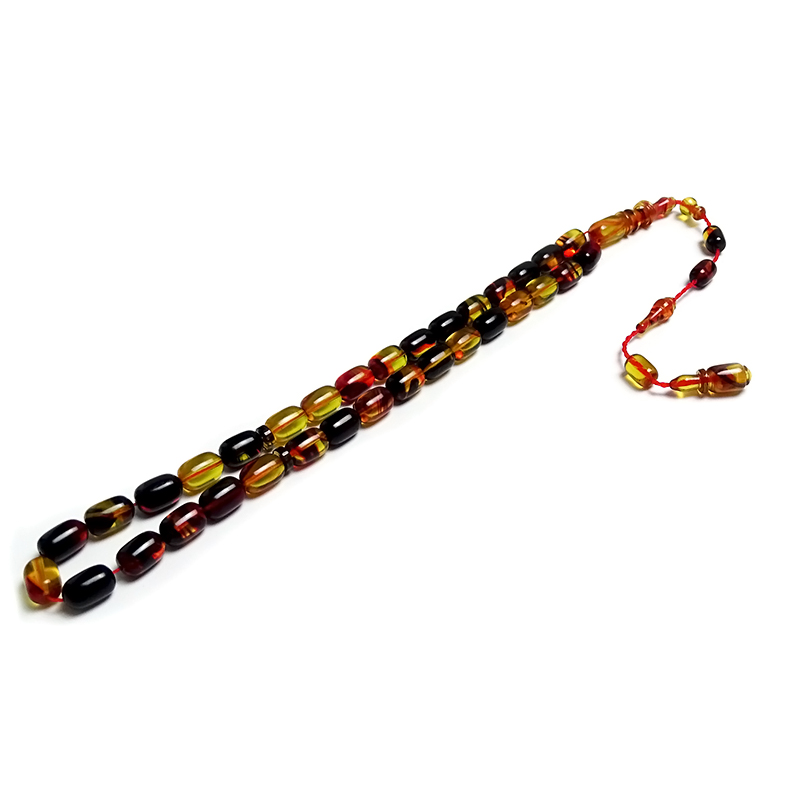 Çok Renkli İmame İşçilikli Ateş Kehribarı Tesbih