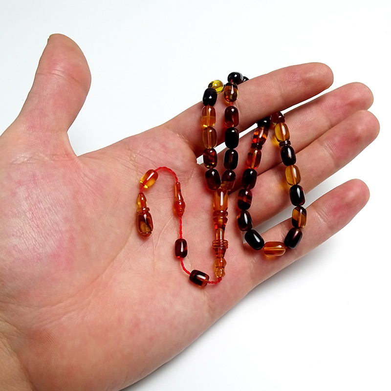 Çok Renkli İmame İşçilikli Ateş Kehribarı Tesbih