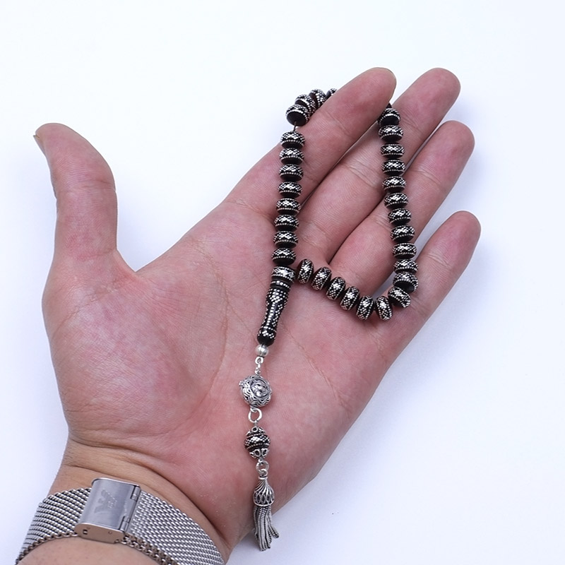 Finger Collection 4 Parmak Model Gümüş İşlemeli Kuka Tesbih 