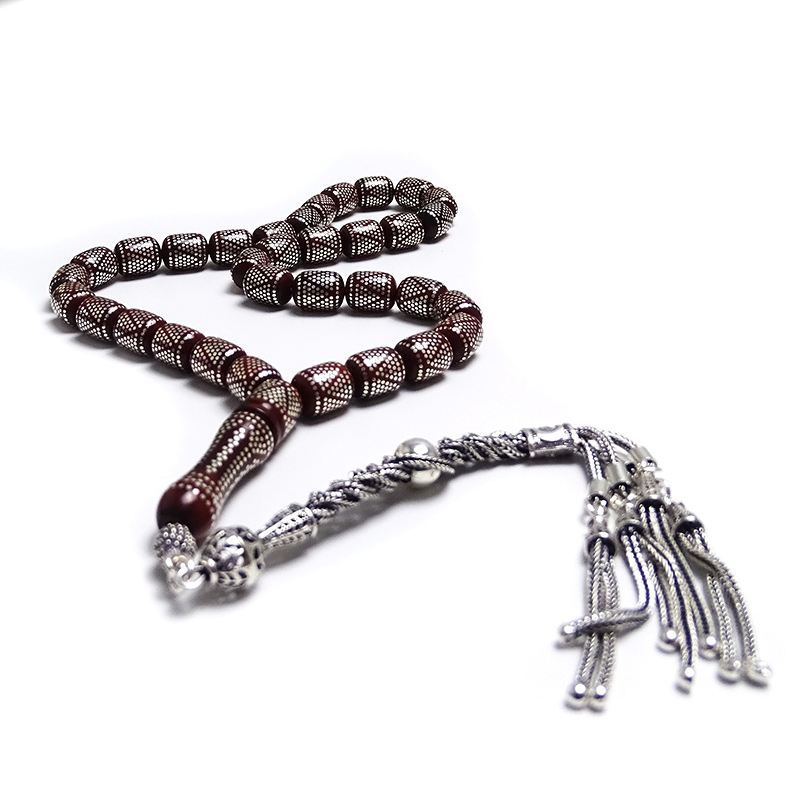 Gümüş İşlemeli Piramit Model Kuka Tesbih 