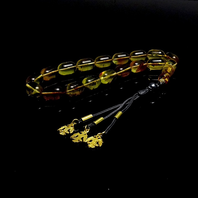 Gümüş Tasarımlı Efe Model Damla Kehribarı Tesbih 