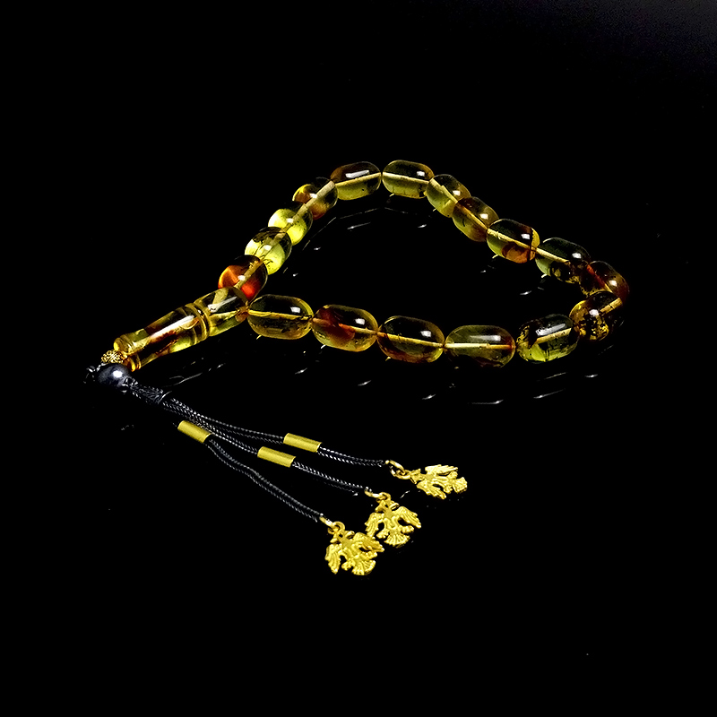 Gümüş Tasarımlı Efe Model Damla Kehribarı Tesbih 