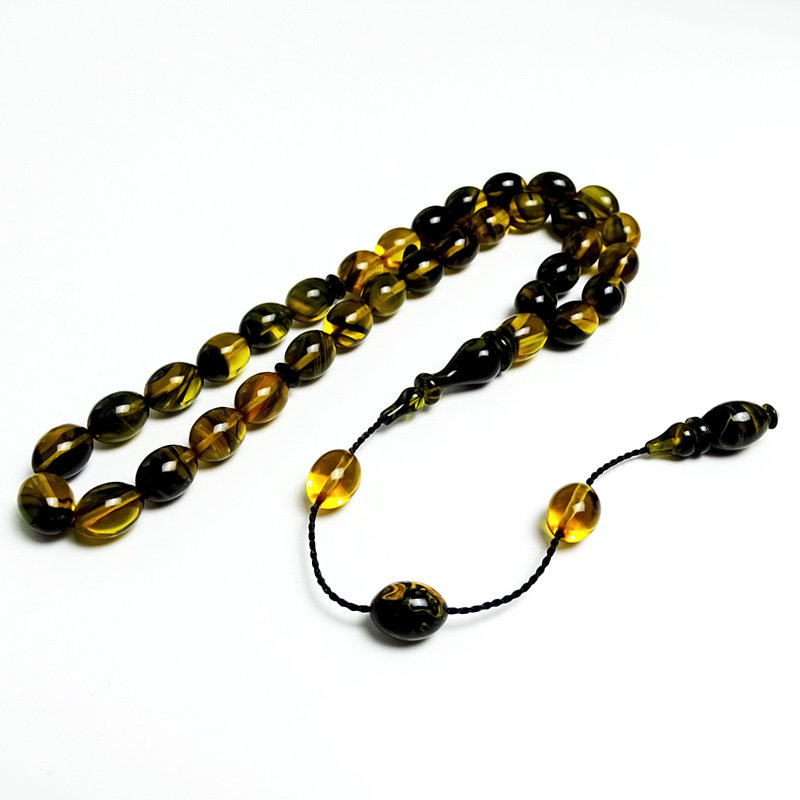 Hareli Çift Renk Ateş kehribarı Tesbih