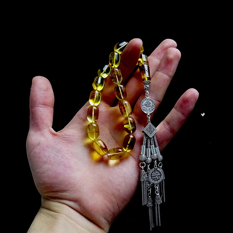 Kapsul Kesim Gümüş Kamçılı  Efe Model Damla Kehribarı 