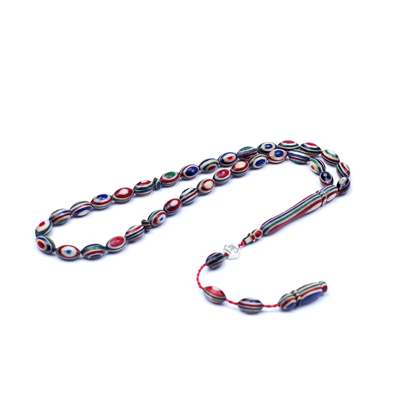Karma Renk Arpa Kesim Küçük Boy Kafur Ağacı Tesbih 6x10mm