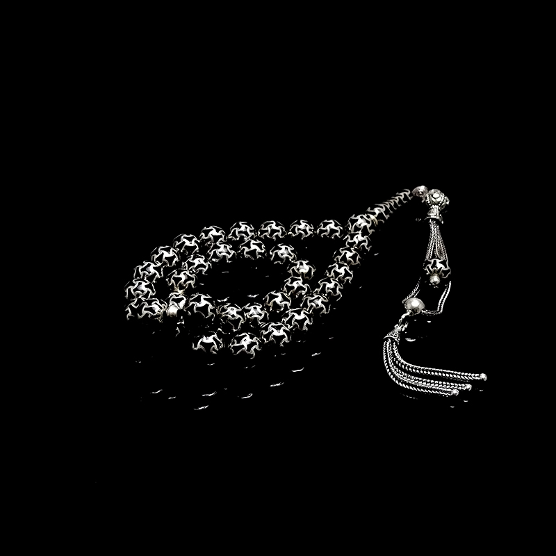 Misket Kesim 925  Ayar Gümüş Kafes Tesbih 