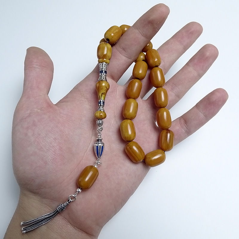 Nakkaş İmame Gümüş Tasarımlı Kapsul Kesim Maskot Tesbih