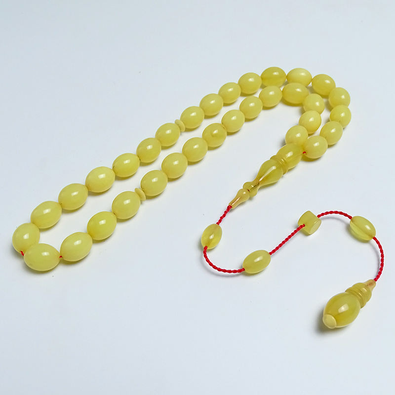 Sarı Renk Ateş Kehribarı Tesbih