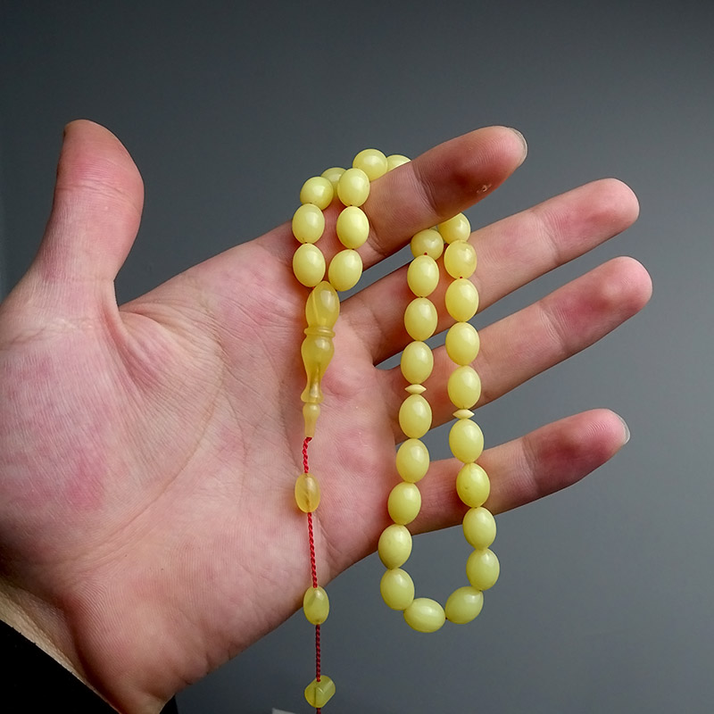 Sarı Renk Ateş Kehribarı Tesbih