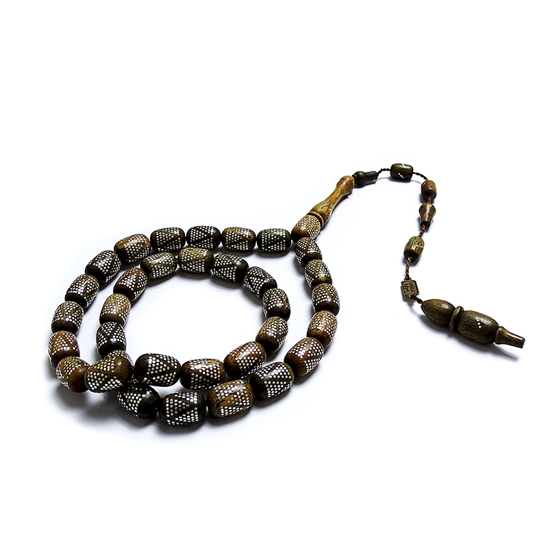 Usta İşi Gümüş Nokta İşlemeli Peselenk Ağacı Tesbih 