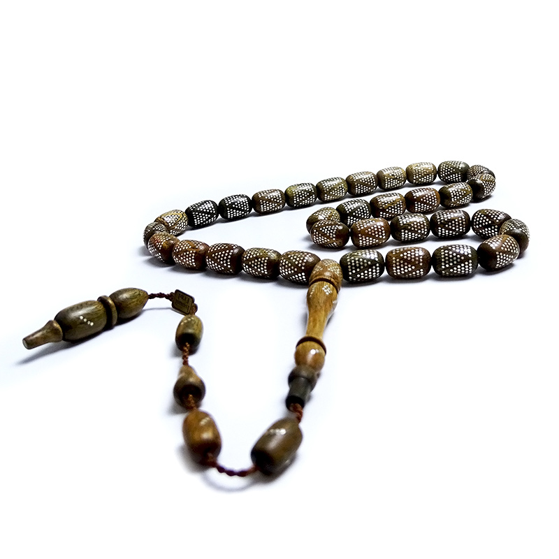 Usta İşi Gümüş Nokta İşlemeli Peselenk Ağacı Tesbih 