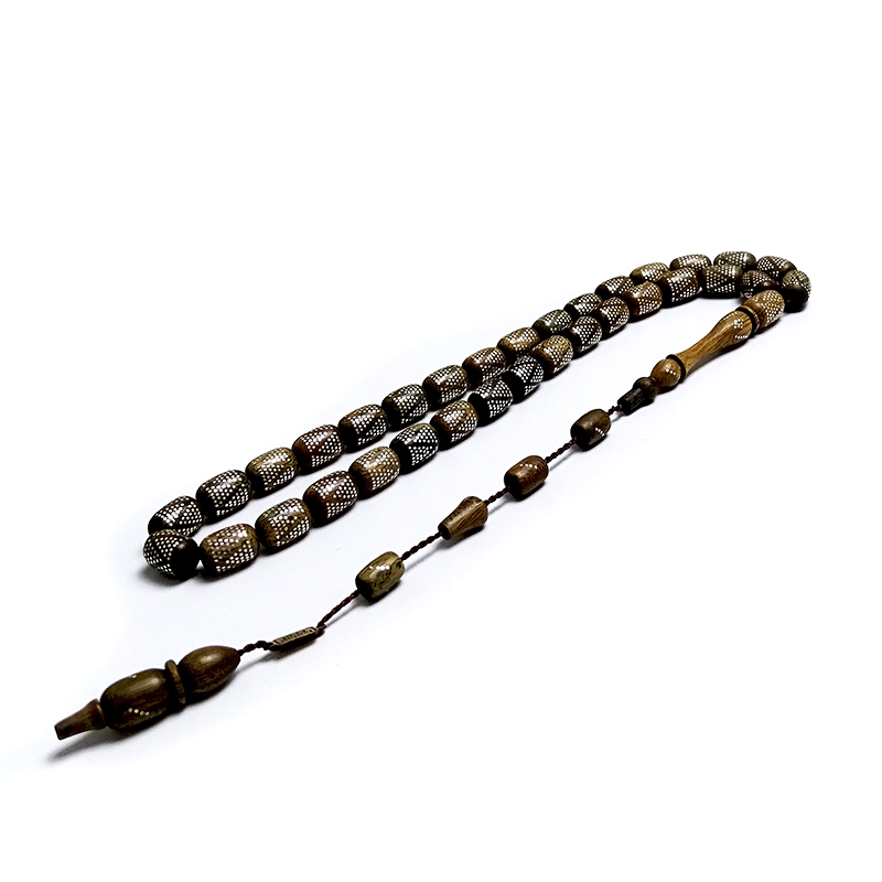 Usta İşi Gümüş Nokta İşlemeli Peselenk Ağacı Tesbih 