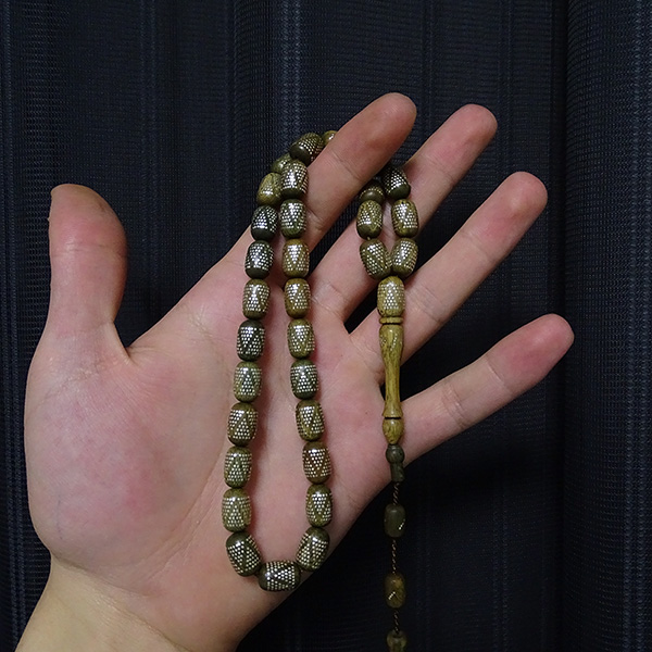 Usta İşi Gümüş Nokta İşlemeli Peselenk Ağacı Tesbih 