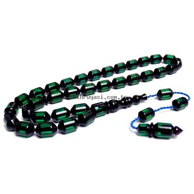 Sürmeli Kehribar Tesbih Uclu Kapsül Model Yeşil Sistemli Model