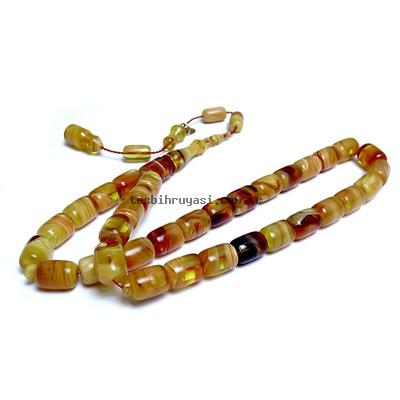 Usta İşçilikli Mükemmel Hareli Sistemli Sıkma Kehribar Tesbih